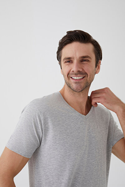 koza iç giyim Men's Cotton V-neck Short Sleeve T-shirt