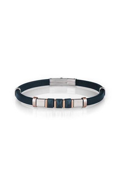 Santa Barbara Polo & Racquet Club Santa Barbara Polo Racquet Club Sbj.6.2014.4 Sporty Design Leather Navy Blue Men's Bracelet