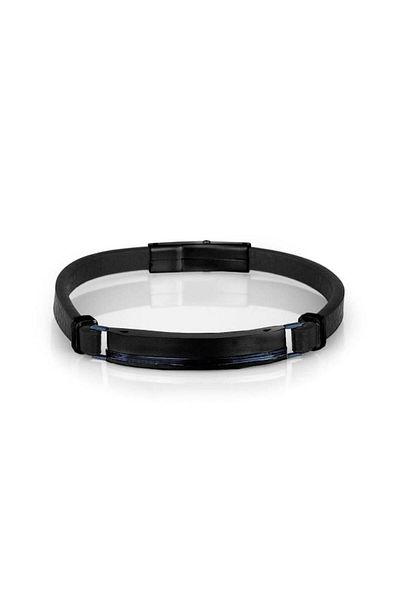 Santa Barbara Polo & Racquet Club Santa Barbara Polo Racquet Club Sbj.6.2017.3 Sporty Design Leather Black Men's Bracelet