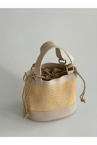 Boutiquehaki Τσάντα κουβά Solea Straw Weave