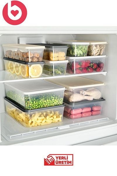 bizimevde 6-Piece Storage Container 4 Liter Deep Freezer Microwave Compatible