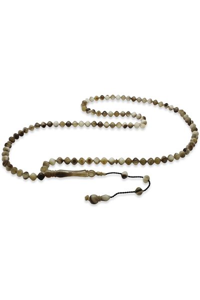 Tesbihane Systematic Istanbul Cut Natural Color 99 Grain Buffalo Horn Prayer Prayer Beads