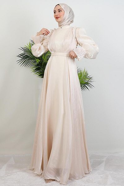 GİYZAMİLA Rochie Hijab Mısra Bej