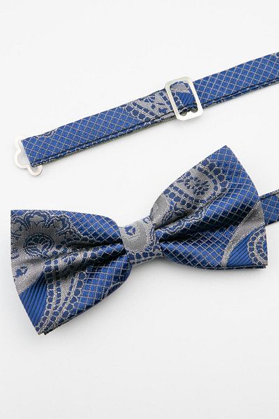SIRRI Patterned Bow Tie for Men - Saks Blue- 14 Years and Above (6X12 cm)