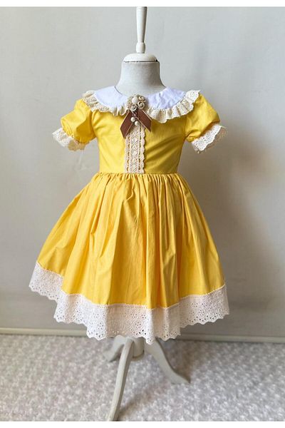 Gala Girl's Dress with Lace Hem