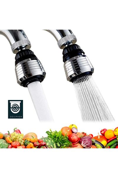 DESIPHON Chrome 2 Function Kitchen Sink Head 360 °   Rotary Water Saving Faucet Tip Apparatus