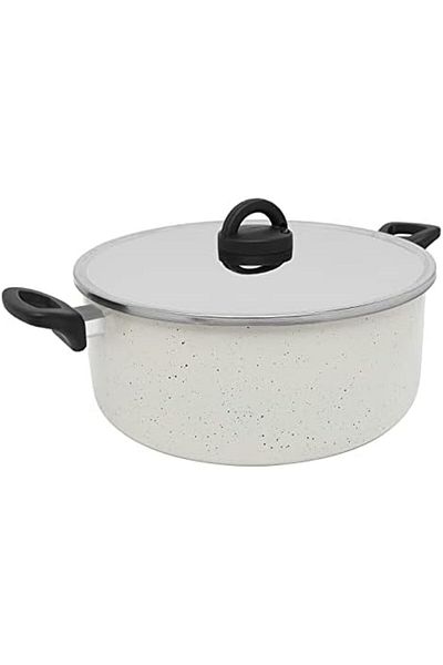 Trust Pro Non-Stick Cooking Pot with Two Aluminum Coating Layers by Trust Pro, 32 cm, White Color
