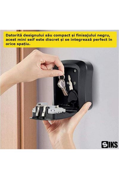 SIKS Mini seif metalic cu combinație, pentru depozitarea cheilor, cutie metalică pentru chei, combinație mecanică