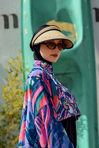 Remsa Mayo Visor Straw Hat Sunscreen Visor Black Piping Rş-2106 Bej05