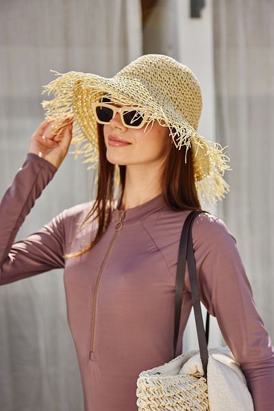 Remsa Mayo Fringe Tassel Detailed Hand Knitted Straw Hat Rş-2097 Bej01