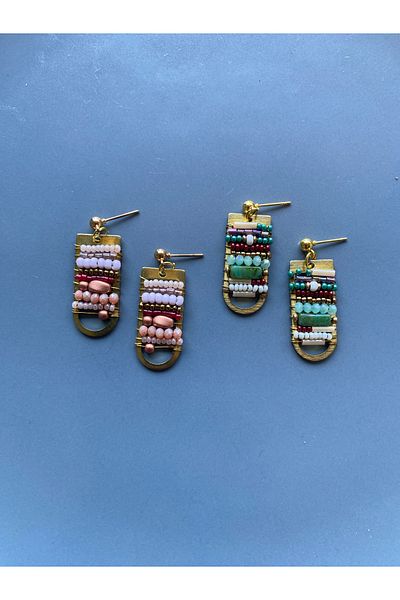 dela otantik Authentic Bohemian Women's Earrings with Colorful Beads - Handmade Ethnic Vintage Bijoux Jewelry with Stones Jewelry
