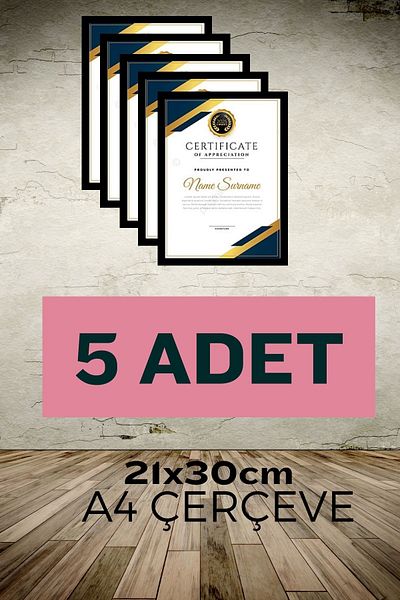 CreaWitch 5Pcs A4 Frame Diploma Document Certificate Photo Picture Frame Pvc 5-Piece Platinum