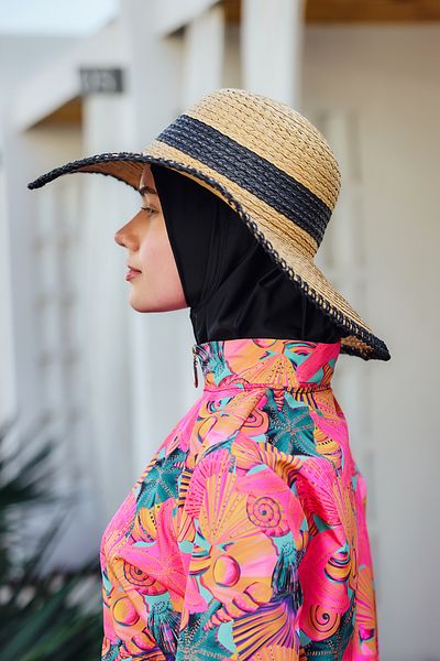 Remsa Mayo Zigzag Stripe Detailed Straw Beach Hat Rş-2103 Camel03