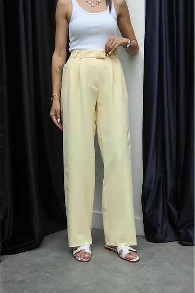 Havoş Yellow Pleated Palazzo Pants