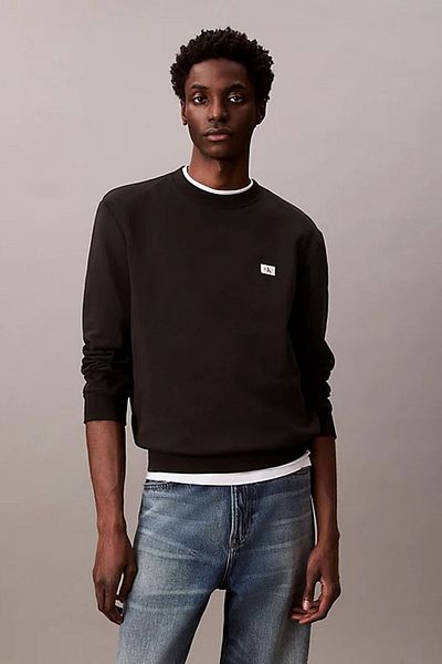 Calvin Klein Men's Ls Eu 350Terry Badge Sweatshirt - Black