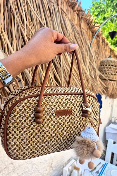 FASHION COCKTAIL High Quality Strap Detachable Strap Zipper Glasses Masked Straw Hand Shoulder Bag