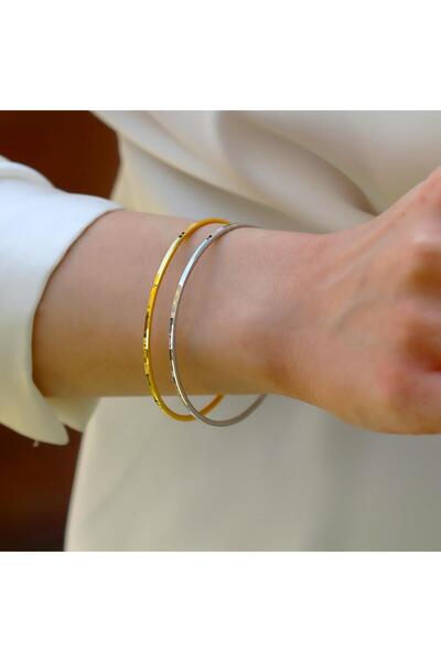 Necati Gün Ajda Modeli 2mm 6,2cm Gümüş Bilezik