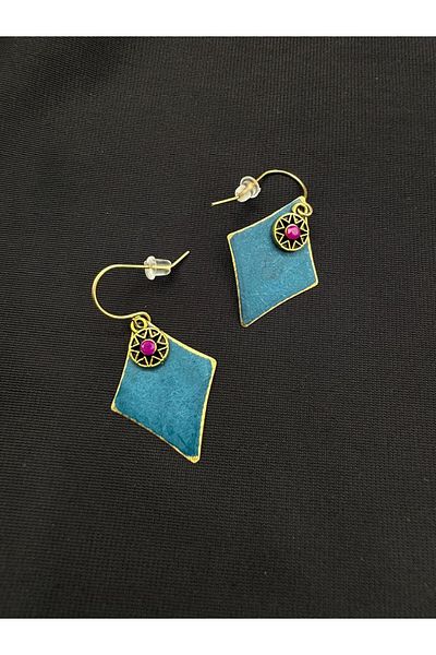takitokaciniz Handmade Patina Plaque Brass Material Earrings
