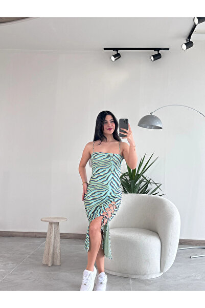 Kyra Studios فستان زيبرا تول أخضر