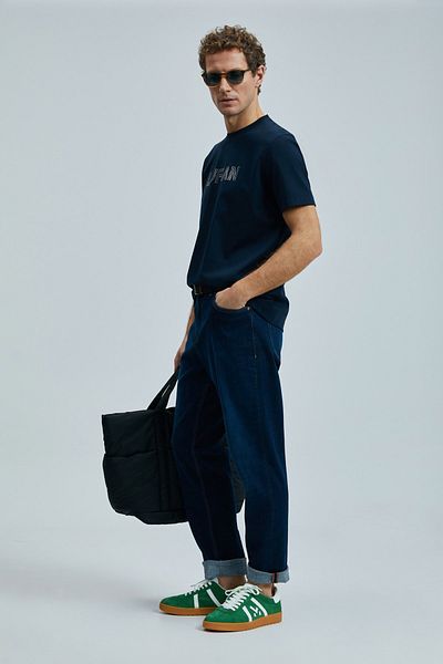 Lufian Think Modern Graphic T-Shirt Navy Blue