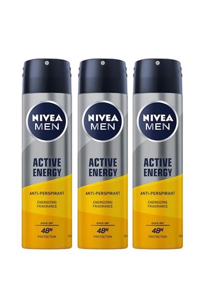 NIVEA Set Deodorant Antiperspirant Spray Nivea Men Active Energy, 3 Bucati x 150 ml