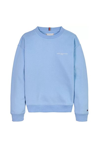 Tommy Hilfiger Unisex Çocuk Mini Corp Bisiklet Yaka Sweatshirt - Açık Mavi