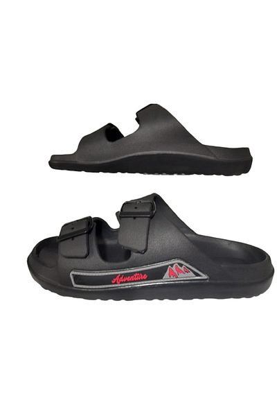 Calx Black Men's Pool Beach Buckle Slippers
