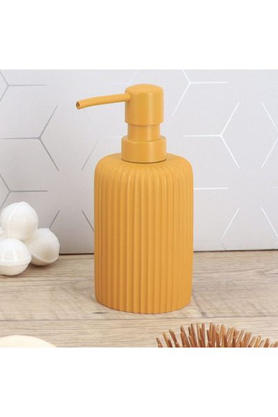 Tendence Elegant Design Polyresin Round Fluted Soap Dispenser Yellow 230ml