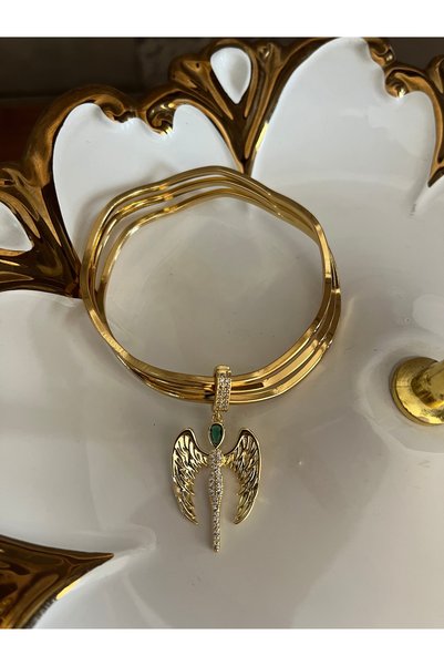 Çelik Green Stone Detailed Phoenix Steel Ajda Bracelet