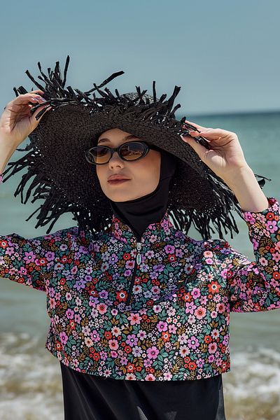 Remsa Mayo Straw Beach Hat with Fringe Detail Rş-2108 Black