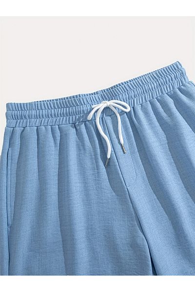 NO4 Cotton Textured Sofi̇a Imported Pocket Shorts Shirt Set