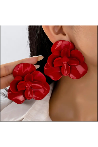 HOSBUTIK Red Oversized Za Earrings
