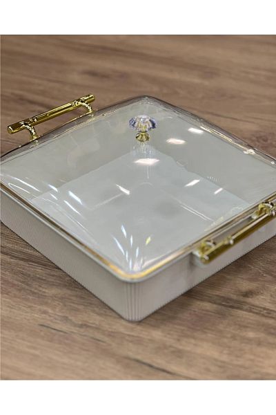 rexa Elegant Rectangular Serving or Baking Dishes – With Gold-Colored Handles 24 x 24