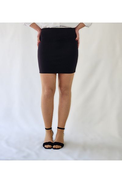 MRV DESIGN Steel Punto Roman High Waist Zipperless Lycra Mini Pencil Skirt