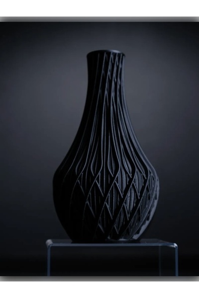 Genel Markalar Siyah Geometrik 3D Tasarım Dekoratif Vazo – Mat Dokulu