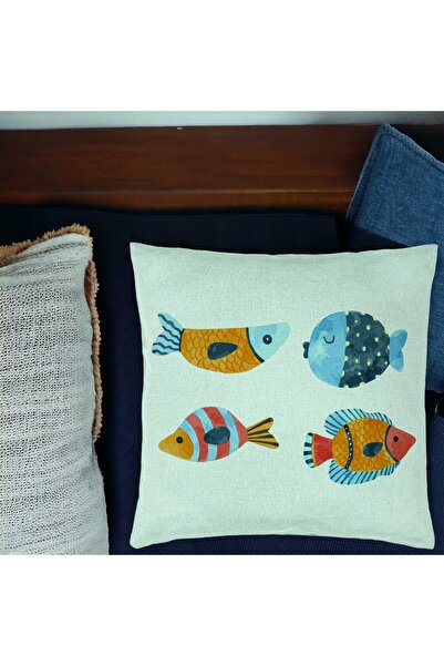 BEKZ Perna Decorativa, Model Multicolor Pesti, 40x40 cm, Verde Menta, Husa De...