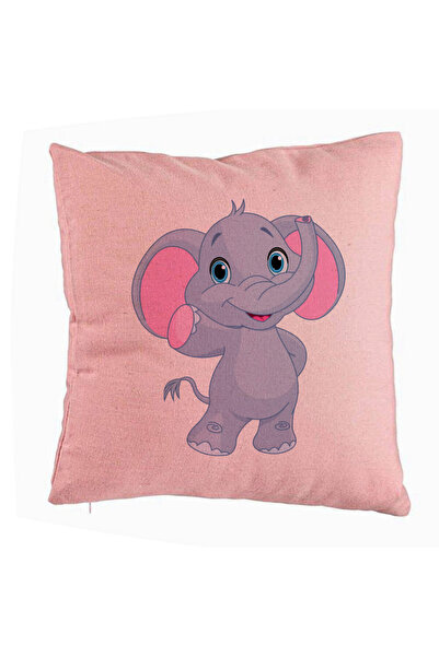 BEKZ Perna Decorativa, Model copii Elefant, 40x40 cm, Roz, Husa Detasabila, B...
