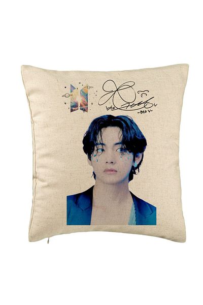 BEKZ Perna Decorativa BTS Army Colorat, 40x40 cm, Bej, Husa Detasabila, Burduf