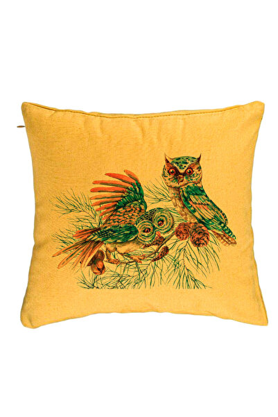 BEKZ Perna Decorativa de Craciun Bufnita Colorfull, 40x40 cm, Galben, Husa De...