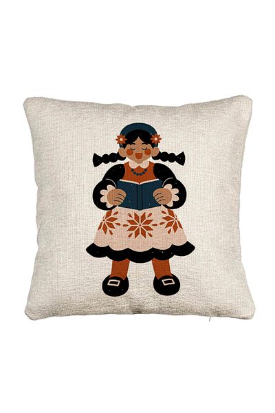 BEKZ Fata de perna Canapea, Model Folk, 40x40 cm, Cu fermoar