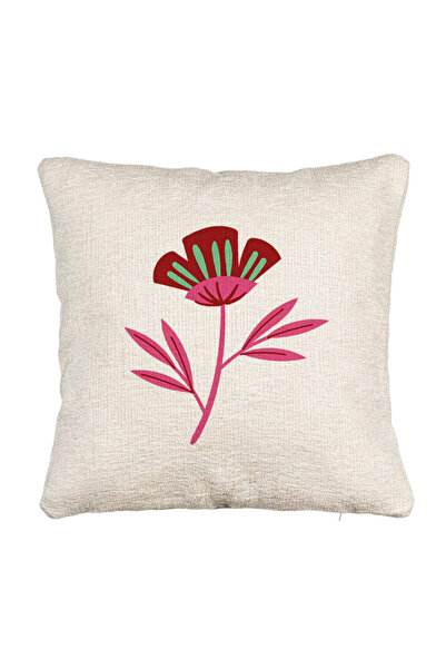 BEKZ Fata de perna Canapea, Model Florale Red Paradise, 40x40 cm, Cu fermoar