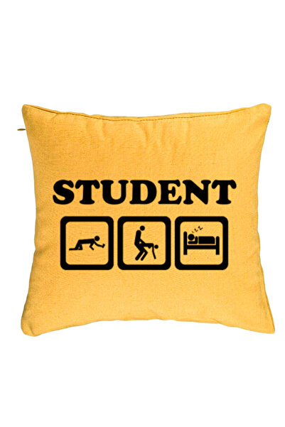 BEKZ Perna Decorativa, Model Student, 40x40 cm, Galben, Husa Detasabila, Burduf