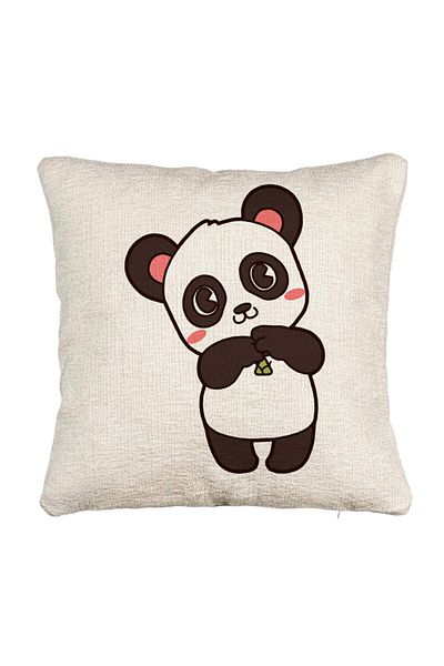 BEKZ Fata de perna Canapea, Model Urs Panda, 40x40 cm, Cu fermoar
