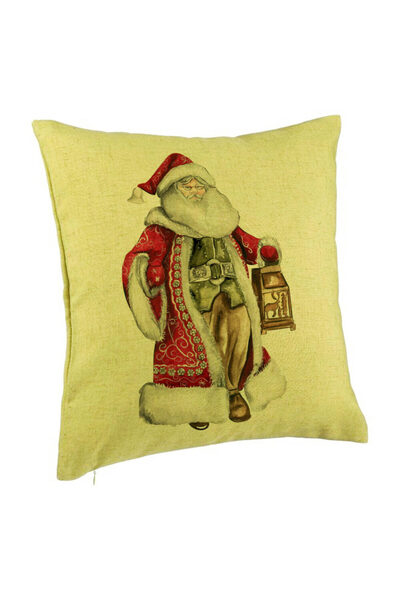 BEKZ Декоративна възглавница с Дядо Коледа 1, 40x40 см, Зелена, Сваляща се ка...