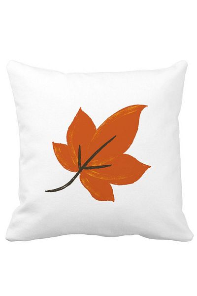 BEKZ Autumn Leaf Pillowcase, 40x40 Cm, White, Matte