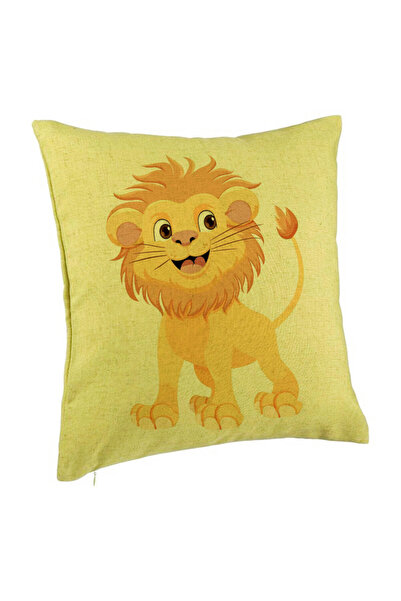 BEKZ Διακοσμητικό Μαξιλάρι, Παιδικό Σχέδιο με Μικρό Λιοντάρι, 40x40 εκ., Πράσ...