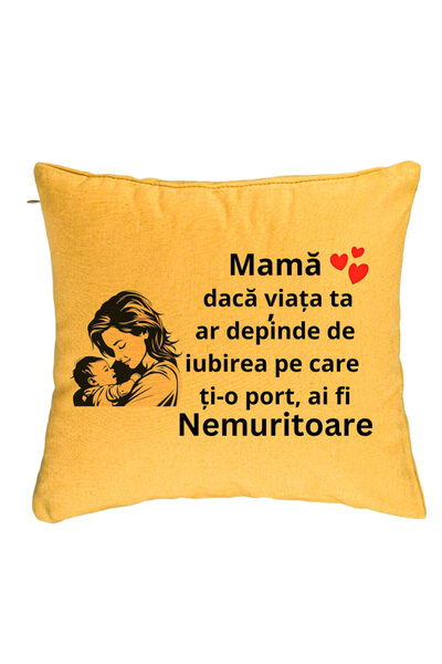 BEKZ Perna Decorativa, Model pentru Mama 11, 40x40 cm, Galben, Husa Detasabil...