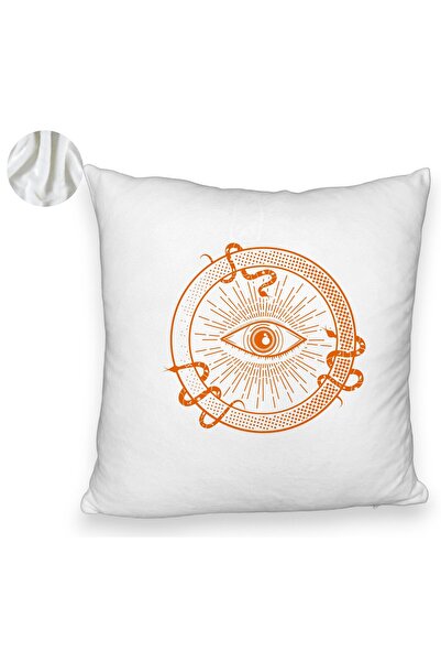 BEKZ Perna Decorativa Fluffy, Model Mystic Eye, 40x40 cm, Alba, Husa Detasabila, Burduf