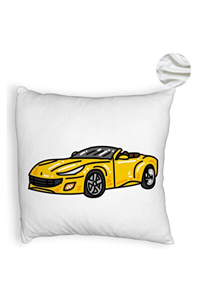 BEKZ Perna Decorativa Fluffy, Model Masina Sport, 40x40 cm, Alba, Husa Detasa...