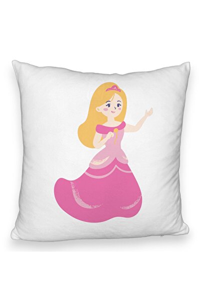 BEKZ Față de pernă pufoasă, model prințesă roz, 40x40 cm, albă